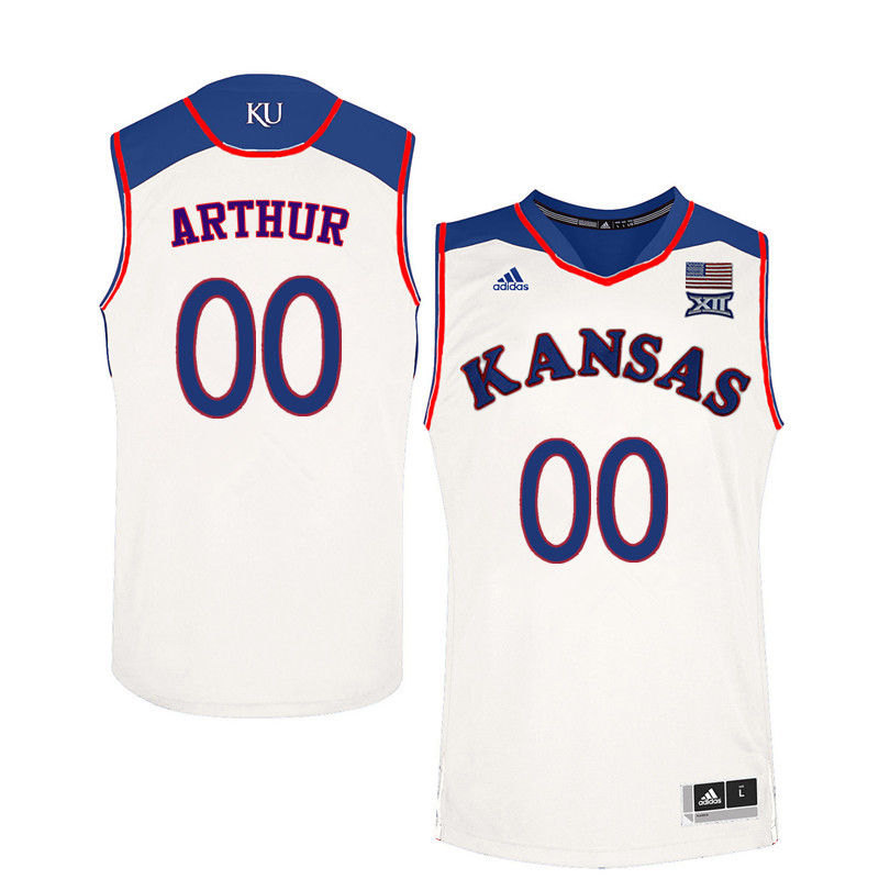 Men Kansas Jayhawks #00 Darrell Arthur College Basketball Jerseys-White